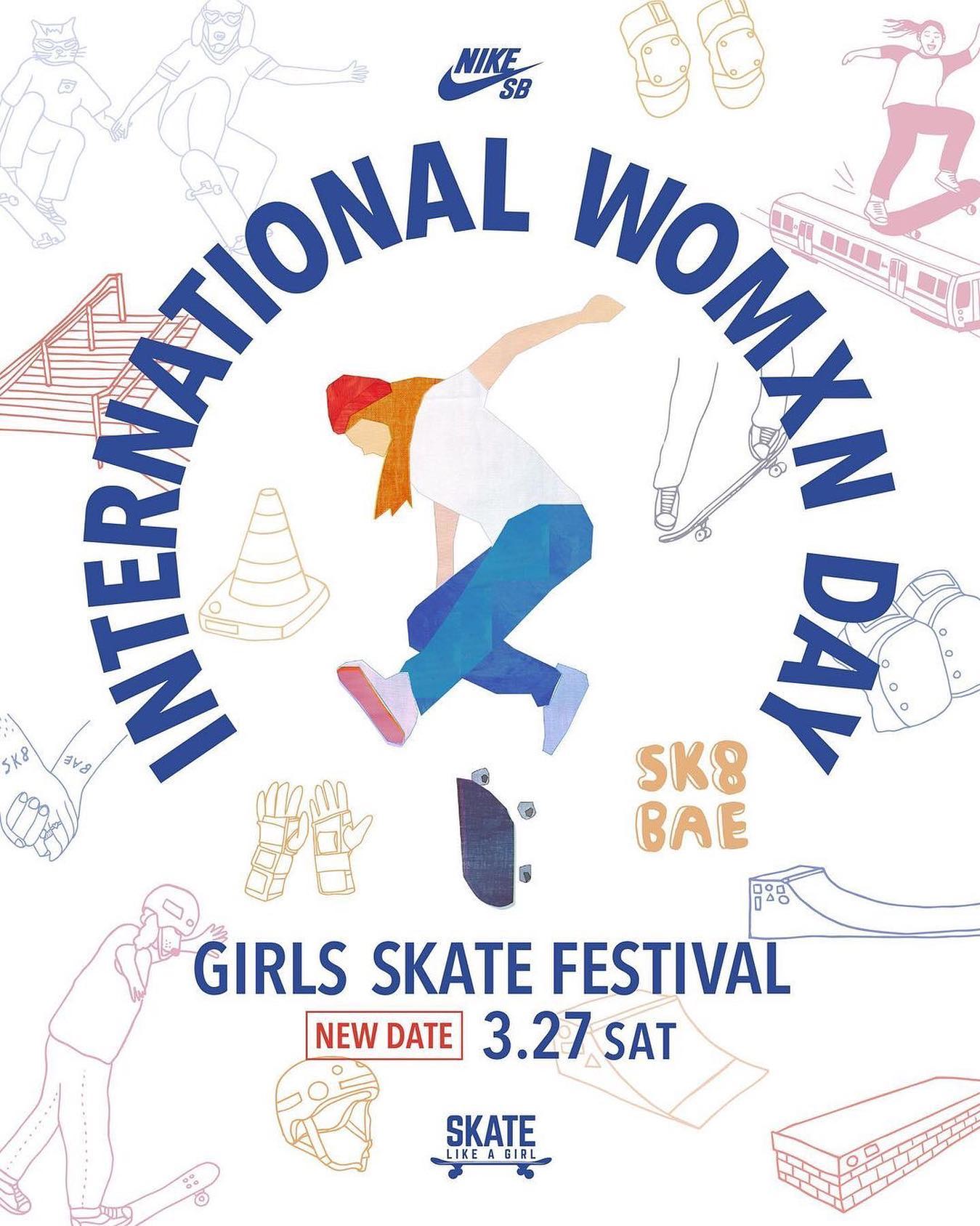 #repost @taka_nu・・・NEW DATE 3.27 !!! 開催日程変更です！「国際女性デー」International Womxn’s Day | GIRLS SKATE FESTIVALを @tokyo_sport_playground にて開催！ガールズスケートコミュニティが新しい文化に！3/27 (Sat.) 16:00 - 21:0016:00 - BEGINNER SKATE SCHOOL18:20 - GIRLS SKATE FESTIVAL OPENING18:30 - PUSH RACE19:00 - BEST TRICK CONTESTWORK SHOP / Maki Hirochi ART EXHIBITION 18:20 - 20:00:  IG LIVE @nikesbdojoEvent hosted by @taka_nu@skatelikeagirl@nikesb@nikesbdojo@makihirochi@maccosmeticsjapan@xgirljp@instant_skateboards@girlskateboards_japan@almostskateboards@welcomeskateboards@royaltrucks@the_bearing@bangolufsen＊雨天延期＊状況によりイベント内容は変更する可能性があります。＊延期前に登録された方は、別途連絡が届く予定です。#IWD2021 #ChooseToChallenge