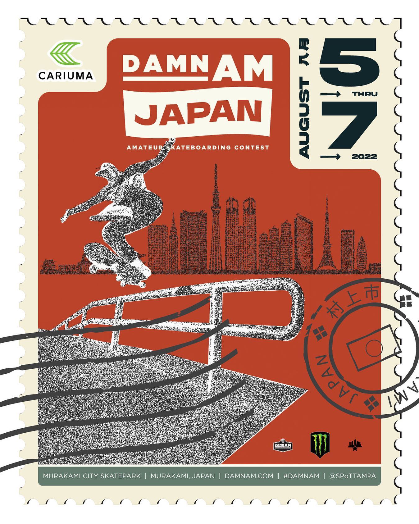 『2022 DAMN AM Japan presented by Cariuma』 が2022.8.5〜8.7の3日間村上市スケートパークにて開催！スケートボードの世界最高峰コンテスト『SLS』への登竜門となる『TAMPA AM』の出場権をGETできる日本開催の貴重な機会となっていますエントリー方法などブログにUPしましたので気になるスケーターはチェックして、がんがんエントリーしちゃいましょう！#SPoTTampa#DamnAm