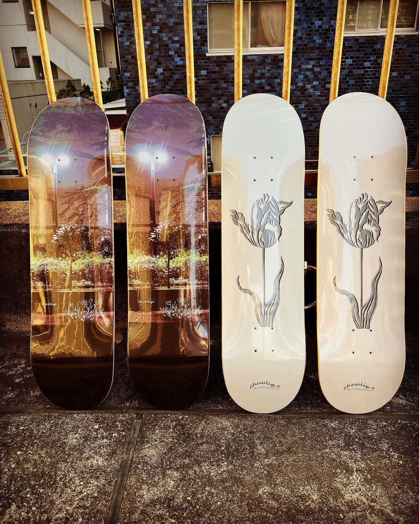 New @chuulip_skateboards Boards.自由と遊びをテーマに都内に拠点を置き活動するCHUULIP SKATEBOARDS。Instantのflow @joetarosaito もチームメイト🤝Art workは代表の渡部将太ことTABEちゃんが手掛ける。#chuulipskateboards