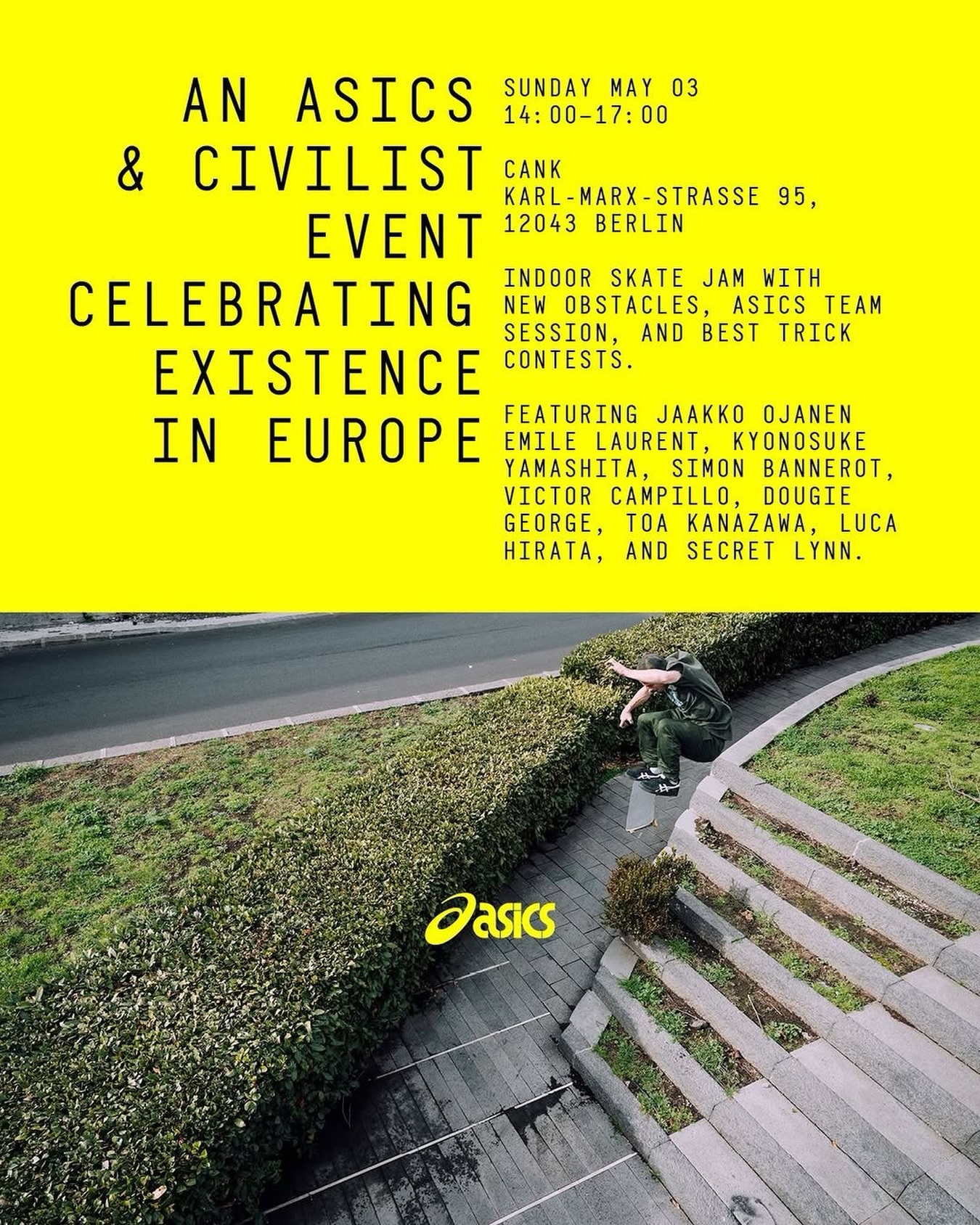 ️instantの @__toa.hl__ も参戦🔁 @civilistberlin 🛹 Save the date | Sunday May 3rd. 2026 @asics_skateboarding 🏼